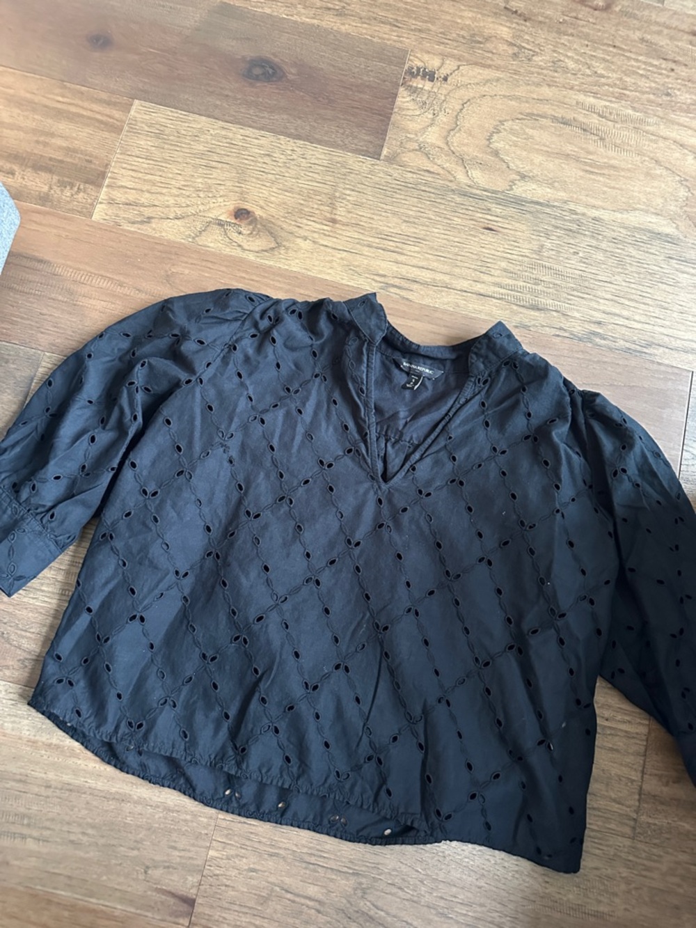 Banana Republic Black Eyelet V-Neck Blouse